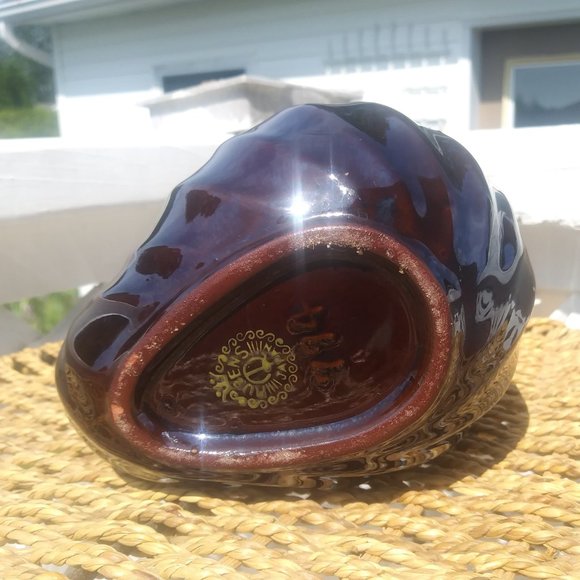 Vintage Brown Ceramic Pipe Shape Ashtray With Gold, Vintage Cigar Ashtray - Picture 5 of 6